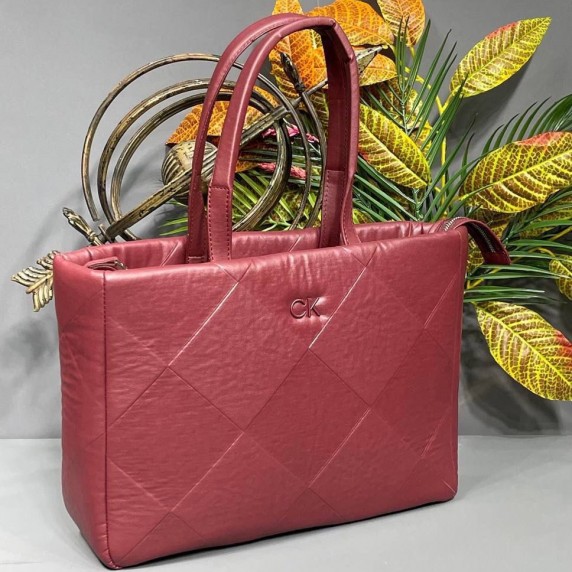 Calvin Klein Re-lock Quilt Tote Claret Red