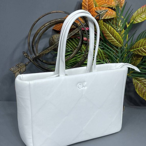 Calvin Klein Re-lock Quilt Tote White