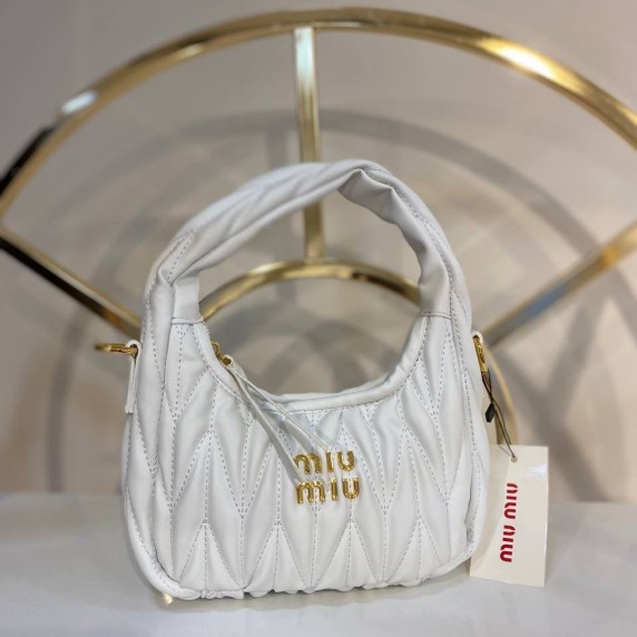 Wander Matelassé Napa Deri Mini Hobo White