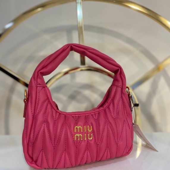 Wander Matelassé Napa Deri Mini Hobo Pink